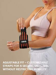1 Pair Colorblock Sports Style Elastic Wrap Wrist Support, Professional Sports Protective Gear. Adjustable Wrap Strap Design, Soft & Breathable Knit Blend Material, Provides Wrist Compression, Joint Support, Impact Absorption, Moisture-Wicking, And Stretchy Fit. - VB Wrist Brace - View 2