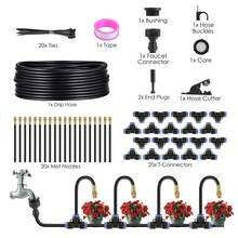 360° Bendable Drip Irrigation System With 49FT 5/8" Tubing Hose 5/16" Faucet Connector Automatic Watering Misting Kit For Garden Greenhouse Yard Lawn - Đen - Xem 10