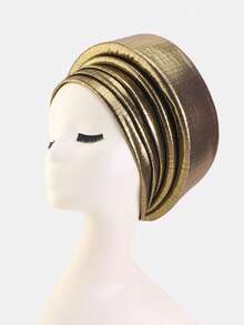 1件装女士金属印花多层海绵头巾，头套，适合日常佩戴，可作睡帽 - 多色 - 查看 7