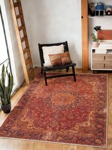 1pc Boho Style Large Area Rug, Mandala Flower Pattern, Soft & Comfortable Texture, Easy Maintenance, Non-Slip Backing, Suitable For Living Room, Bedroom, Kitchen, Dining Room, Office, Home Decor, Bedroom Decor, Room Decor And Doormat. - Redwood - View 1