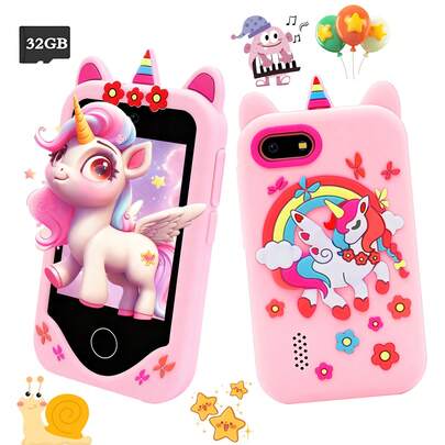 多功能儿童玩具手机 - 2.8英寸显示屏，字母ABC，趣味早教游戏，讲故事，3-12岁儿童的完美礼物