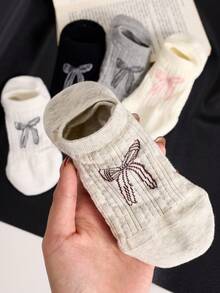 5 Pairs Bow Design Women's Thin Breathable Non-Slip Invisible Socks, Suitable For Spring And Summer - Multicolor - View 11