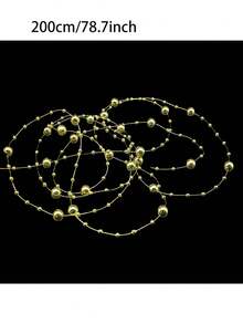 1卷仿珍珠珠串花环塑料珠串链条装饰卷，适用于DIY工艺品、圣诞树、婚礼、情人节派对装饰、花卉中心装饰品（金色） - 金色 - 查看 9