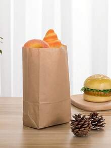 100pcs Paper Food Packaging Bags, Snack Packing Bags, Bread Cookie Candy Portion Bags, Gift Bags - Brown - View 6