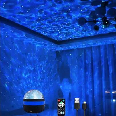 1pc USB Powered LED Aurora Projector - Dimmable Northern Lights Ceiling Light With Remote Control, Suitable For Bedroom And Party Decoration