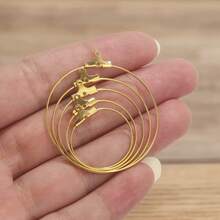 10-Piece 304 Stainless Steel Round Pendant Earrings Circle Hoop Earrings Large Hoop Ear Hook Earrings DIY Earring Accessories - Round - View 2