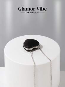Shiny Mini Heart-Shaped Black Diamond Evening Bag, Crossbody Bag Suitable For Formal Events, Parties, Weddings, Fashion Shoulder Bag, Birthday/Valentine's Day Gift - 黑色 - 查看 7