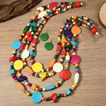 1 Set Bohemian Style Women's Wooden Bead Necklace, Jewelry Set For Ladies Beach Holiday Wear - Multicolor - View 8