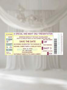 1pc Personalized Concert Ticket Wedding Invitation ,Customize Text,Custom Venue Card,Save The Date Ticket,Unique Wedding Invitation - Multicolor - View 15