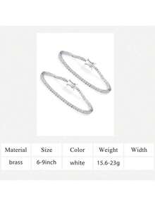 MDFUN Brățară tenis pentru femei, placată cu platină de 18K, cu zirconiu cubic de 2,5 mm - Alb*2 - Vizualizare 17