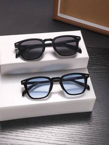 1 par de gafas de montura cuadrada pequeña y unicolor para hombre, de estilo casual básico, adecuadas para salidas de vacaciones, combinar con atuendos, también se pueden usar como regalos de vacaciones - Multicolor - Ver 7