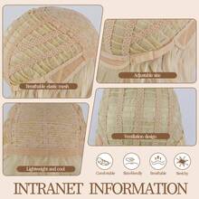 14" Light Golden Layered Soft Fiber Wig For Women - Heat-Resistant 130% Density Curly Wave Rose Net Cap, Elegant Daily & Party Wig For Middle-Aged/Elderly, Halloween, Mom Gift, Hair Wig - Gold - View 9