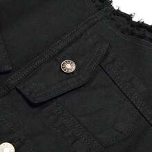 Keevoom Men's Black Denim Vest Vintage Casual Jean Jacket Sleeveless Outerwear - 黑色 - 查看 4