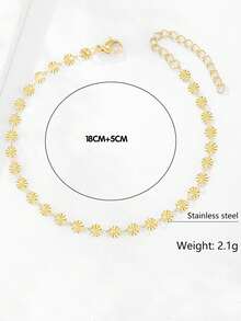 1pc Elegant Golden Round Sunflower Decor Bracelet, Holiday Party Accessory, Commemorative Bracelet Gift For Friends & Family, Jewelry Accessory - Gold - View 5