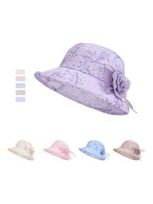 JOYLORD 1pc Ladies' Fashionable Sun Hat With Wide Brim & Shawl & Ponytail Hole For Spring/Summer - Multicolor - View 7