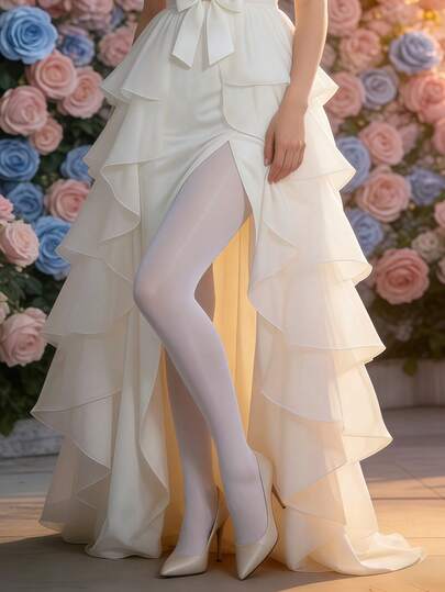 1双女士春夏性感亮面油亮连裤袜，完美适用于婚礼和新娘装扮，也适合各种节日和场合。