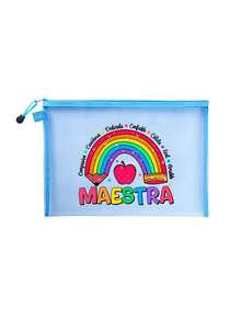 Maestra字母图案网眼袋，彩虹爱心透明化妆收纳袋，字母拉链化妆包，透明网眼储物袋/洗漱包，便携式化妆包，适用于化妆品、护肤品和浴室收纳，是送给她、老师、妈妈、朋友、宿舍、母亲节、毕业、旅行、复活节、返校季的绝佳礼物。这款化妆收纳袋兼具护肤品收纳、洗漱包、旅行包和度假必备品的功能，是女士旅行的理想之选，容量大。 - 彩色 - 查看 12