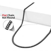 ¡RecomendadoFiusem - Cadenas planas negras para hombre, cadena de acero inoxidable de 2.5/3/4/4.5/5 mm, collares para hombres y mujeres de 16-28 pulgadas¡Top de Temporada - Negro 5MM - Ver 7