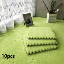 10pcs, 30cm, 60cm Plush Patchwork Rug Tiles, Bedroom Square Decorative Floor Mat, Bedside Cute Carpet, Thick Foam Floor Pad, Odorless Soft Interlocking Floor Protector Mat, Multi-Color Patchwork Rug, Comfortable Room Floor Mat, Suitable For Bedroom, Study, Living Room, Balcony - Plush Floor Mat - View 20