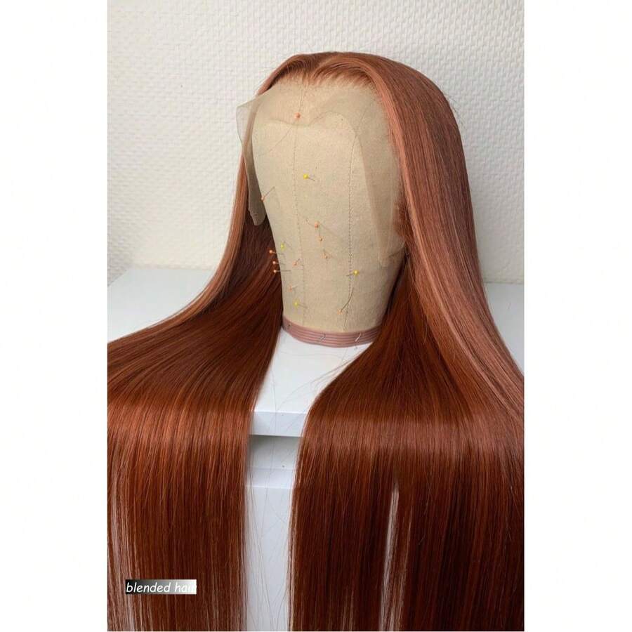 Hidden Strap Snug Fit Lace Frontal Wigs Human Blended Hair Invisible Strap Pre Plucked Pre Cut Lace 180 Density Straight Lace Front Wig With Drawstring Glueless Wigs Human Blended Hair For Women,8-36 Inch 13x4 Brown - Brown - View 1