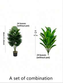 1株大型人造热带香蕉叶植物，超大塑料棕榈叶，逼真纹理，家居园艺装饰，高45英寸（约114厘米），不含花盆 - 綠色 - 查看 22
