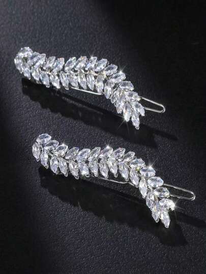 2个叶子造型发夹，优雅侧夹，高端发饰