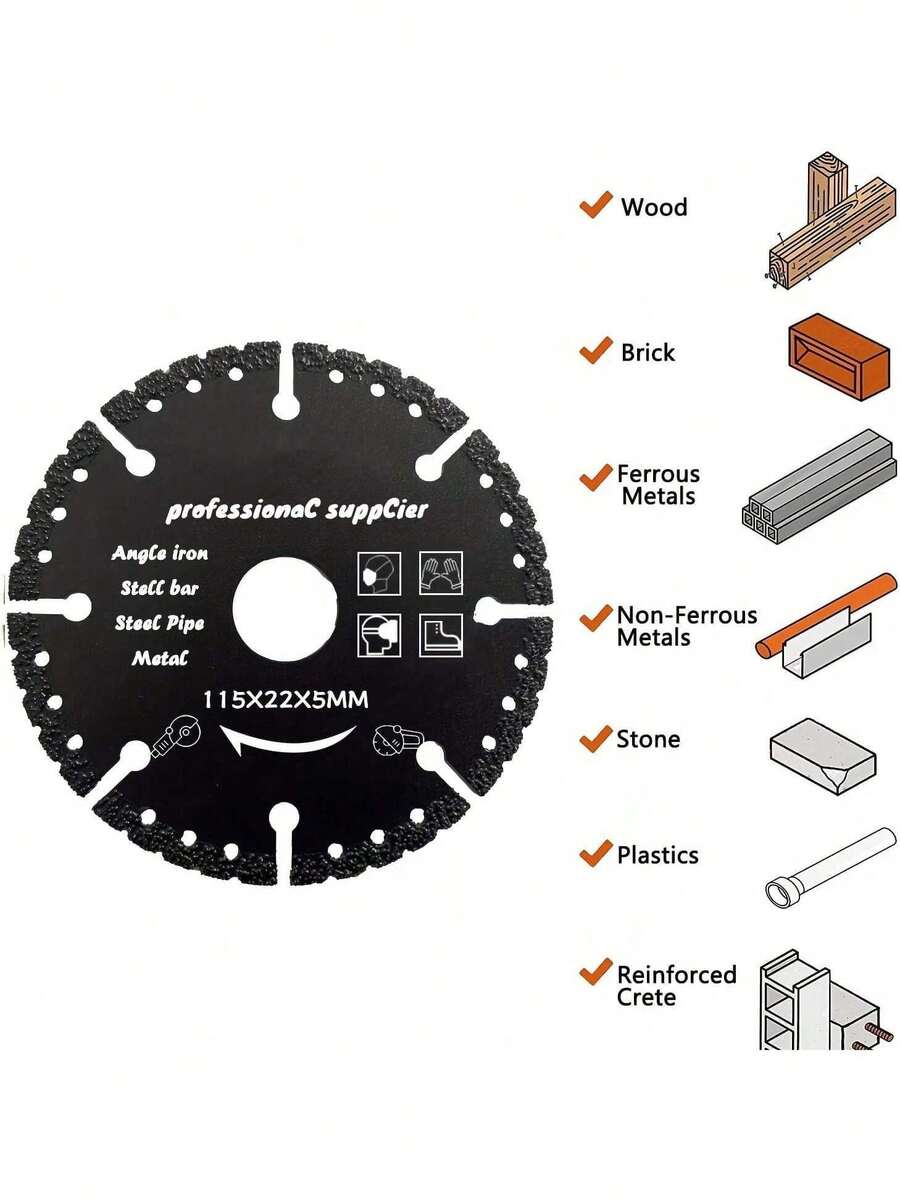 1pc Professional Diamond Cutting Disc, 115*22*5/125*22*5 Multi-Functional Cutting Blade Suitable For Steel, Metal, Stone, Marble, Iron, Aluminum, Concrete - High Efficiency Diamond Saw Blade