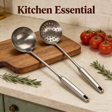 1 muỗng múc canh bằng thép không gỉ, dung tích lớn, dụng cụ nấu ăn nhà bếp, sử dụng tại nhà hàng/gia đình, tay cầm chắc chắn chống trượt. - Bạc - Xem 1