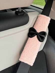 1/2个蝴蝶结毛绒汽车安全带肩垫，柔软舒适的安全带套 - A - 查看 25
