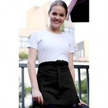 Kitchen Restaurant Waist Aprons With 3 Large Pockets Women Men, Half Short Apron Server Waiter Waitress 1, Black - 黑色 + 1 - 查看 2