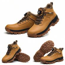 Men's Safety Shoes, Lightweight And Breathable Anti-Shatter Work Shoes, Low-Top Steel-Toe Shoes, Yellow Color, Puncture-Resistant Safety Boots, With Super Flexible Upper, Rotating Button Design For Easy On And Off, Construction Work Protection Shoes, Suitable For All Seasons - gừng - Xem 8