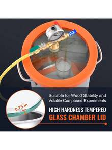 3 Gallon Vacuum Chamber, Upgraded Tempered Glass Lid Vacuum Degassing Chamber, 304 Stainless Steel Chamber, For Stabilizing Wood, Resin Degassing, Silicone Degassing And Plaster Degassing - Orange - View 5