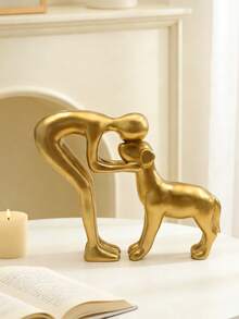 1 tượng chó dễ thương để trang trí, thích hợp cho văn phòng, phòng khách, phòng ngủ, món quà lý tưởng cho người yêu thú cưng. - Hôn chú cún con - Xem 3