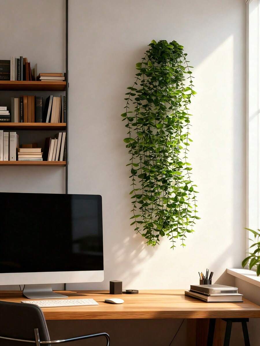 1 chậu cây treo giả, cây cảnh treo giả, dây leo Mandala giả, khung cây xanh treo tường phù hợp cho nhà cửa, phòng khách, trang trí trong nhà và ngoài trời, thích hợp trang trí khung ảnh trong nhà, ngoài trời, phòng khách, phòng ngủ, nhà bếp, nhà cửa, đám cưới (Không bao gồm chậu cây) - màu xanh lá - Xem 1