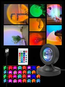 1pc RGB Sunset Lamp With Remote Control, USB Powered, Atmosphere Light, INS Photography, Decorative Lamp, Sunset Lamp For Bedroom, Bedside Projector Desk Lamp, Sunset Dusk Light, Suitable For: Room Decor, Bedroom Decor, Holiday Gifts, Lighting, Projector - Sunset Projector Light - View 13