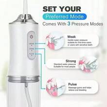 Irrigador Dental Oral Recarregavél 220ml Original BRASWEI Higiene Limpeza Bucal Portátil Limpador de Dente - Branco - Visão 2