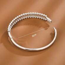 1pc Minimalist Geometric Sphere Design Artificial Zirconia Inlaid Women Bracelet - Multicolor - View 4
