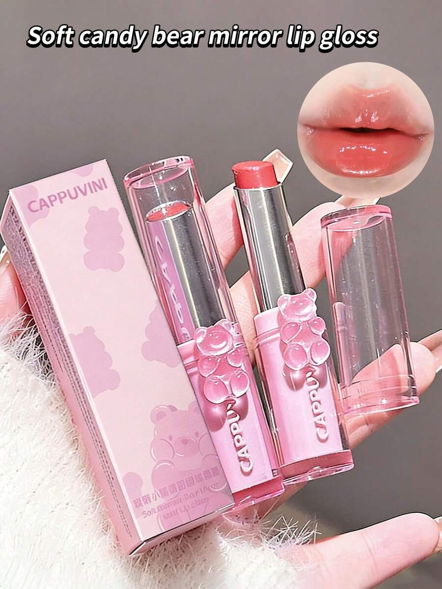 Cappuvini Son tint bóng mịn dưỡng ẩm, màu tự nhiên, son dưỡng dạng thỏi hình gấu, lâu trôi, chống lem, son môi đa năng - Nhiều màu - Xem 1