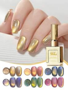 HLGEL 指甲油凝胶套装 6 色极光猫眼凝胶指甲油套装 - 变色美甲套装，含多色变色凝胶，韩式沙龙级指甲油，适用于 DIY 美甲和足疗，女士美甲护理套装 - 彩色 - 查看 1