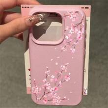 1pcs Cherry Blossom Phone Case Suitable For Apple Phone 11 12 13 14 15 16 17 PRO MAX X XSMAX Antidrop Phone Case Camera Protection Phone Case Vintage Light Luxury Style Elegant Stunning Can Be Given To A Lover Can Be Given To Friends - 粉色 - 查看 4