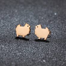 一对不锈钢小动物耳环，简约可爱的小绵羊耳环，适合女性佩戴。适合约会、派对、日常优雅佩戴。情人节、生日的理想礼物。 - GED484 - 查看 3