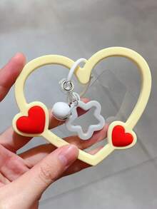 1pc Premium Heart Silicone Phone Lanyard, Fashionable Short Phone Strap - Multicolor - View 5