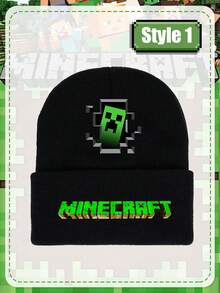 Minecraft Gorro de lana de  - unicolor simple, gorro cálido y acogedor, gorro de punto bordado, gorro para el frío en otoño e invierno, gorro de lana cálido con pequeño borde, bordado de letras para mostrar el rostro, versátil y cómodo gorro de punto con protección para las orejas. - Multicolor - Ver 13