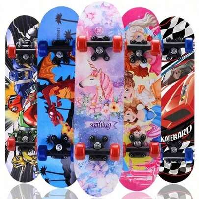 2026 New Arrival 1pc 4-Wheel Skateboard, For Beginners, Teenagers, Unisex, Ideal Gift For Birthday, Easter, Holidays, Creative Sports Skateboard