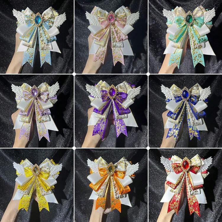 1個 かわいい装飾用リボンブローチ、ハンドメイド天使の翼DIY完成品、オタクアイドルファン応援グッズ、コスプレ衣装アクセサリー、ロリータバッグの装飾 - マルチカラー - 見る 1