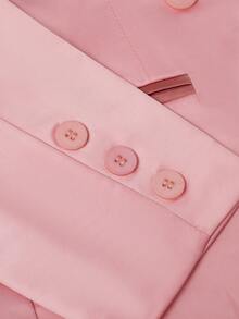 HOMEYEE Blazer Collar Long Sleeve Shirt, Suitable For Spring, Summer, Autumn And Winter, Elegant Casual Formal Wear, Business Office OL Outfit, Plus Size Pink - Pink - View 4