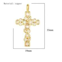 1pc Copper Micro-Inlaid Zirconia Cross Pendant, Lightweight Versatile Couple Bracelet Necklace Earrings Handmade Accessory - Multicolor - View 9