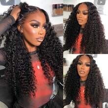 bling hair Deep Wave 13x4 13x6 Lace Front Wigs Human Hair 200% Density 4x4 Transparent Lace Frontal Wigs Human Hair Pre Plucked 26 Inch Glueless Deep Curly Drawstring 13x4 13x6 Transparent Lace Frontal Wear And Go Wig For Women Natural Color 30 Inch - Natural Black - Xem 6