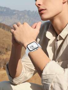 二合一运动硅胶表带和表壳套装，兼容 40mm、41mm、42mm、44mm、45mm、46mm 和 49mm 尺寸的 表带和表壳。柔软舒适的硅胶表带搭配铆钉表扣。防震防刮的硬质 PC 材料和钢化玻璃保护膜一体成型。兼容 Series Ultra/11/10/9/8/7/6/5/4/SE。男女通用智能手表表带和表壳套装。 - 淺灰色錶帶+銀色錶殼 - 查看 10