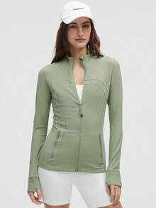 Lululemon Define Jacket Nulu-For Yoga Gym Running-Sweat-Wicking-Yoga-All Seasons Sport-Spring/Summer-Autumn/Winter-Back To School- Mother's Day Gifts-Father's Day Gift - DESERT GREEN - 查看 1